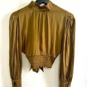 NWT ZARA long sleeve open back tie top